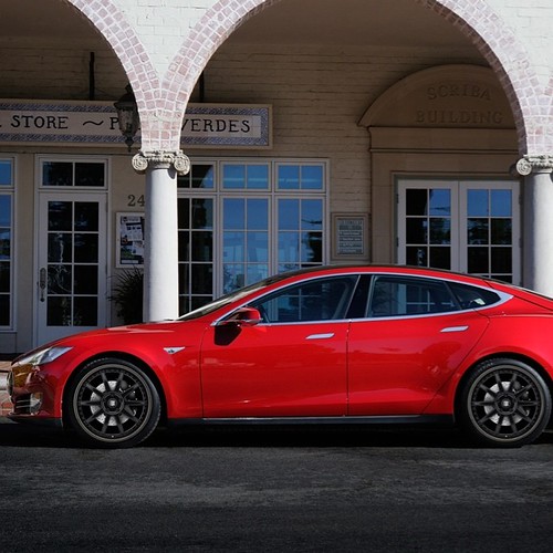 #Tesla Model S with #showwheels EVO 10. Yay or Nay?made with #wheelsonapp #electric #luxury #style #wheelsup #ipad #app #carporn #car #android #iphone #sexy #cool #rims