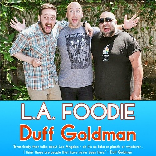 NEW #LAFoodiePodcast with guest @Duff_Goldman! Duff reads a very sexy description of a #pretzel. Plus, he reads a 1-star #Yelp review of his own Duff's Cakemix in a pretty good Charlton Heston voice. Listen for free right now at lafoodie.com !!