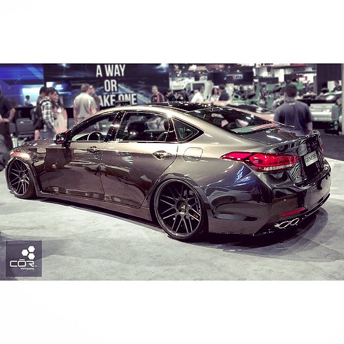 COR Wheels at SEMA 2014. Wazarra design in 22' super concave on bagged widebody genesis by Toca Designs. #corwheels #custom #concave #carporn #carlife #carstagram #carswithoutlimits #sexy #stance #stancenationmiami #sema #blacklistclub #brushedaluminum #b