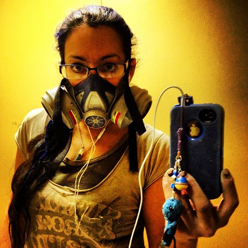 Office photo Sunday?? Fml... #gasmask #bluehairedgirl #work #lame #sexy #instagood